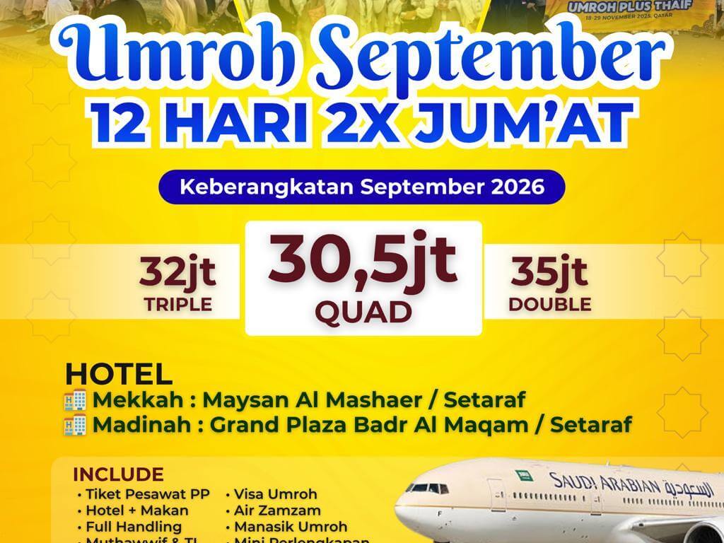 Umroh Ekslusif September 12 Hari